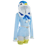Official Piplup Pokemon Kigurumi Cosplay Costume, Blue Hooded Pajamas - Halloweez